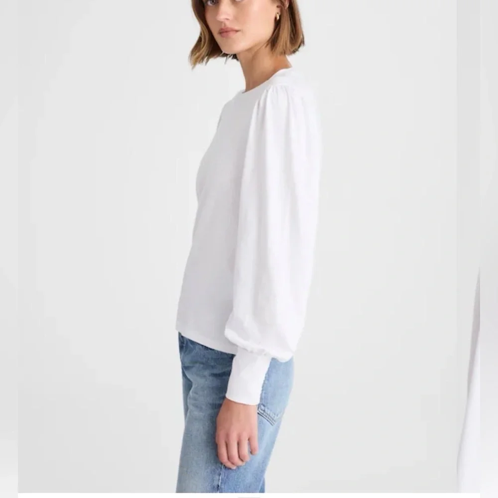 NWT Madewell Smocked Long-Sleeve Top in Soft Slub size Small